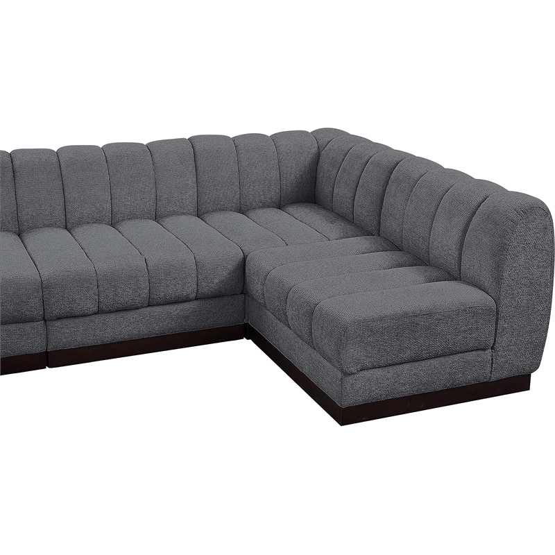 Pemberly Row 6-Piece Contemporary Fabric L-Shaped Modular Sectional in Dark Gray