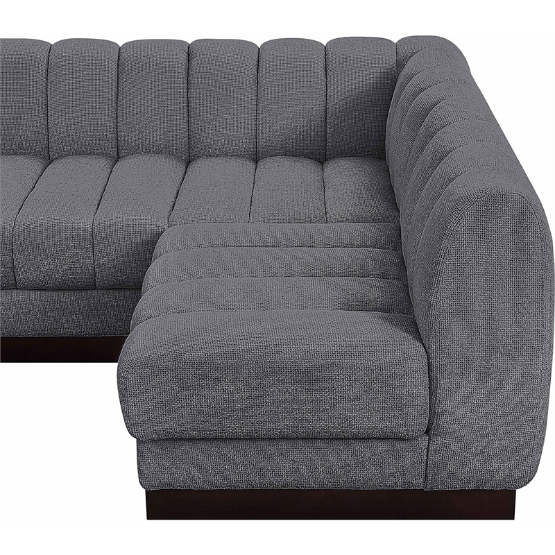 Pemberly Row 6-Piece Contemporary Fabric L-Shaped Modular Sectional in Dark Gray