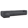Pemberly Row 6-Piece Contemporary Fabric L-Shaped Modular Sectional in Dark Gray