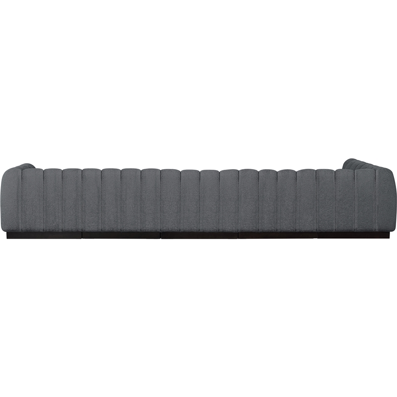 Pemberly Row 6-Piece Contemporary Fabric L-Shaped Modular Sectional in Dark Gray