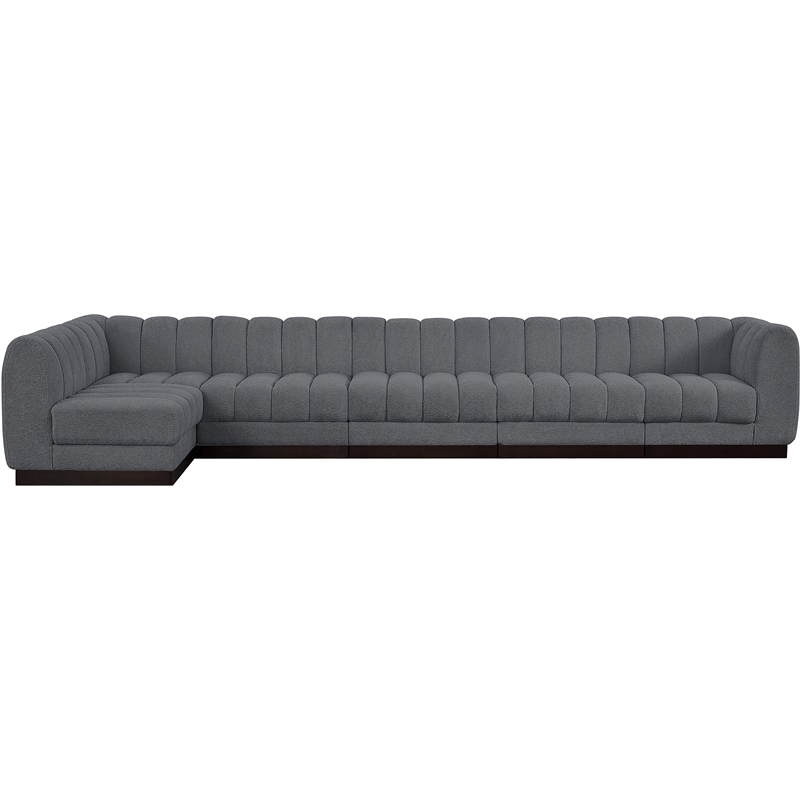 Pemberly Row 6-Piece Contemporary Fabric L-Shaped Modular Sectional in Dark Gray