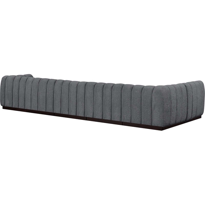 Pemberly Row 6-Piece Contemporary Fabric L-Shaped Modular Sectional in Dark Gray