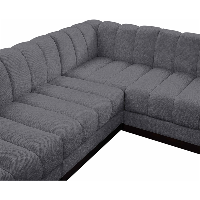 Pemberly Row 6-Piece Contemporary Fabric L-Shaped Modular Sectional in Dark Gray