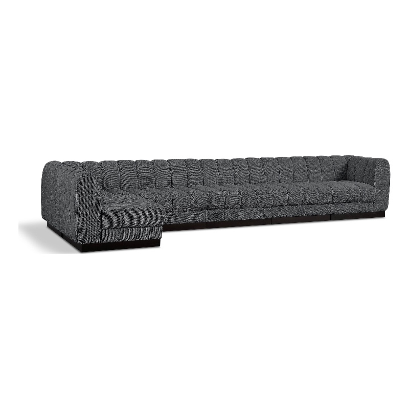 Pemberly Row 6-Piece Contemporary Fabric L-Shaped Modular Sectional in Dark Gray