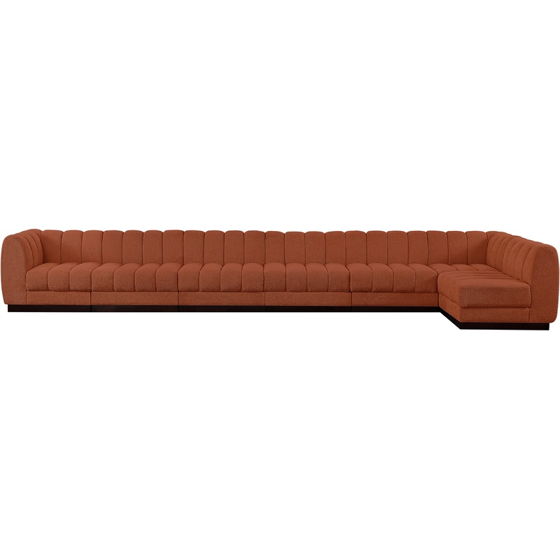 Pemberly Row 7-Piece L-Shaped Contemporary Fabric Modular Sectional in Orange