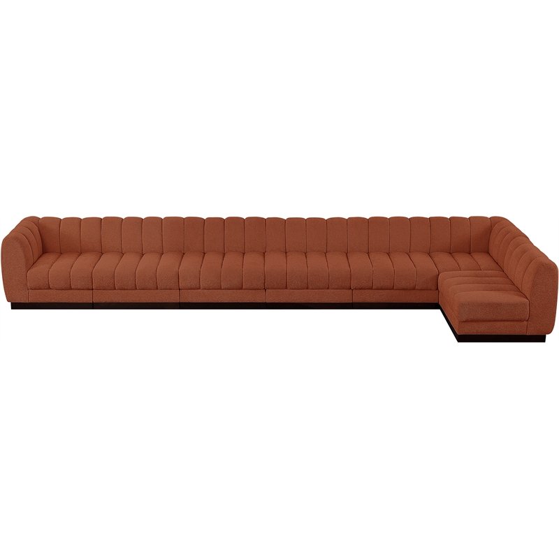 Pemberly Row 7-Piece L-Shaped Contemporary Fabric Modular Sectional in Orange