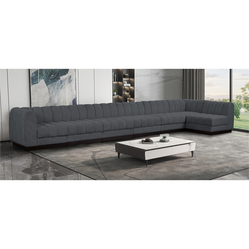 Pemberly Row 7-Piece L-Shaped Contemporary Fabric Modular Sectional in Dark Gray
