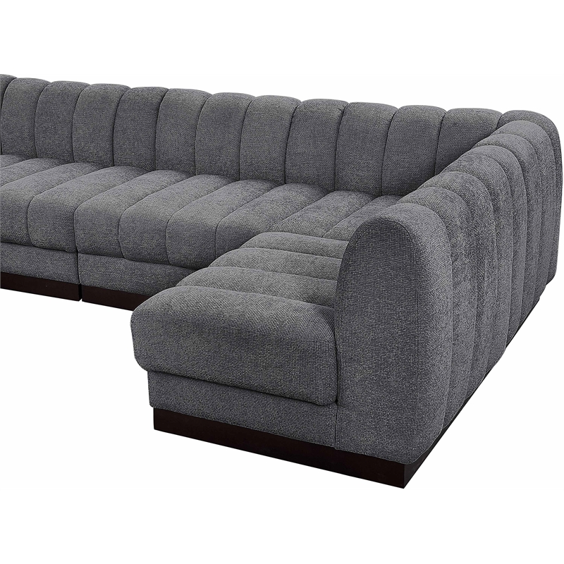 Pemberly Row 7-Piece L-Shaped Contemporary Fabric Modular Sectional in Dark Gray