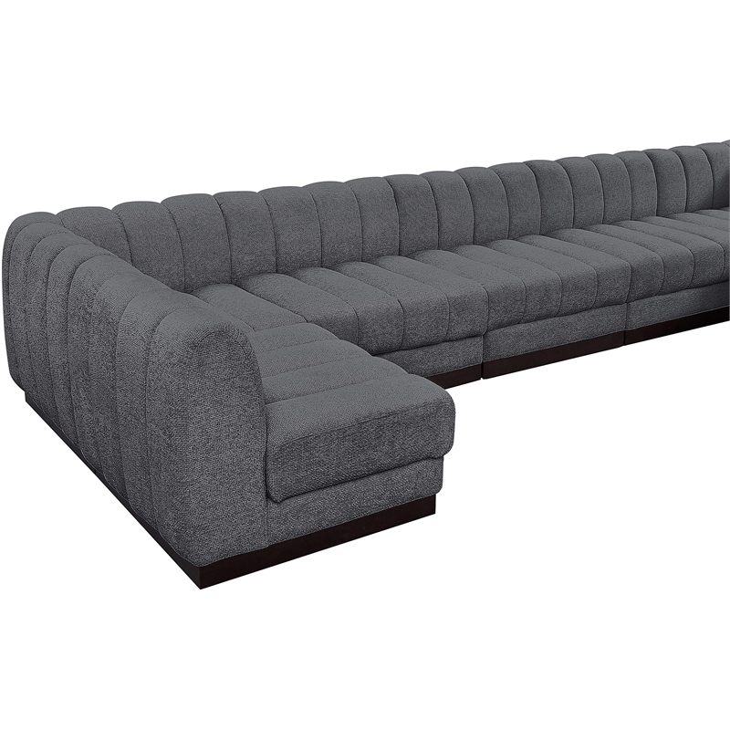 Pemberly Row 7-Piece L-Shaped Contemporary Fabric Modular Sectional in Dark Gray
