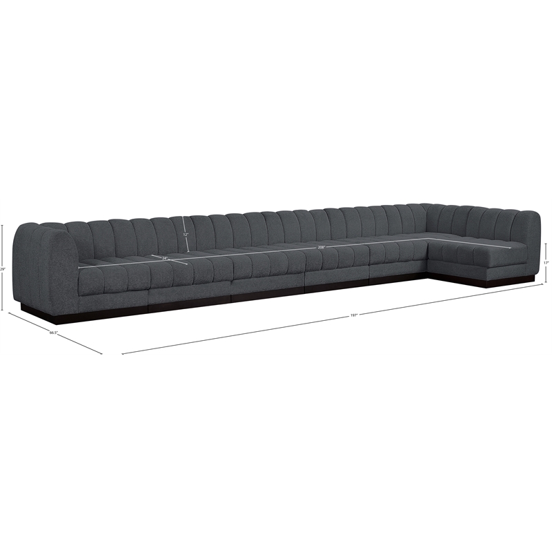 Pemberly Row 7-Piece L-Shaped Contemporary Fabric Modular Sectional in Dark Gray