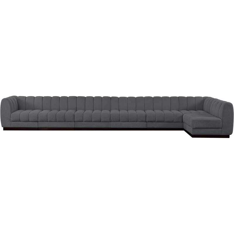 Pemberly Row 7-Piece L-Shaped Contemporary Fabric Modular Sectional in Dark Gray