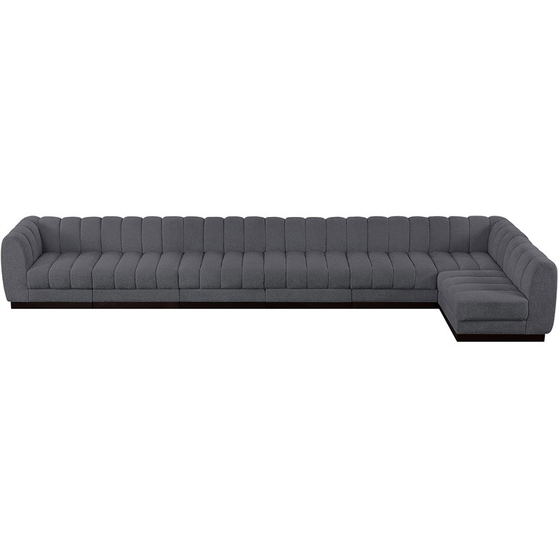 Pemberly Row 7-Piece L-Shaped Contemporary Fabric Modular Sectional in Dark Gray