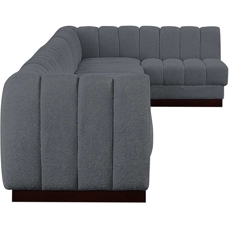 Pemberly Row 7-Piece L-Shaped Contemporary Fabric Modular Sectional in Dark Gray
