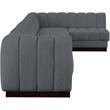 Pemberly Row 7-Piece L-Shaped Contemporary Fabric Modular Sectional in Dark Gray