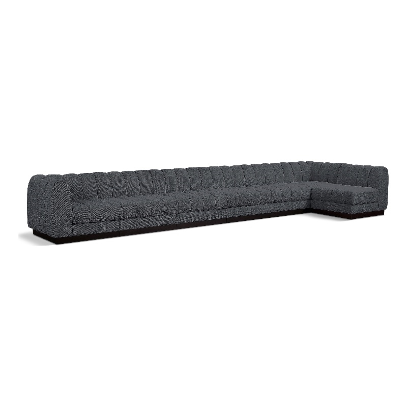 Pemberly Row 7-Piece L-Shaped Contemporary Fabric Modular Sectional in Dark Gray