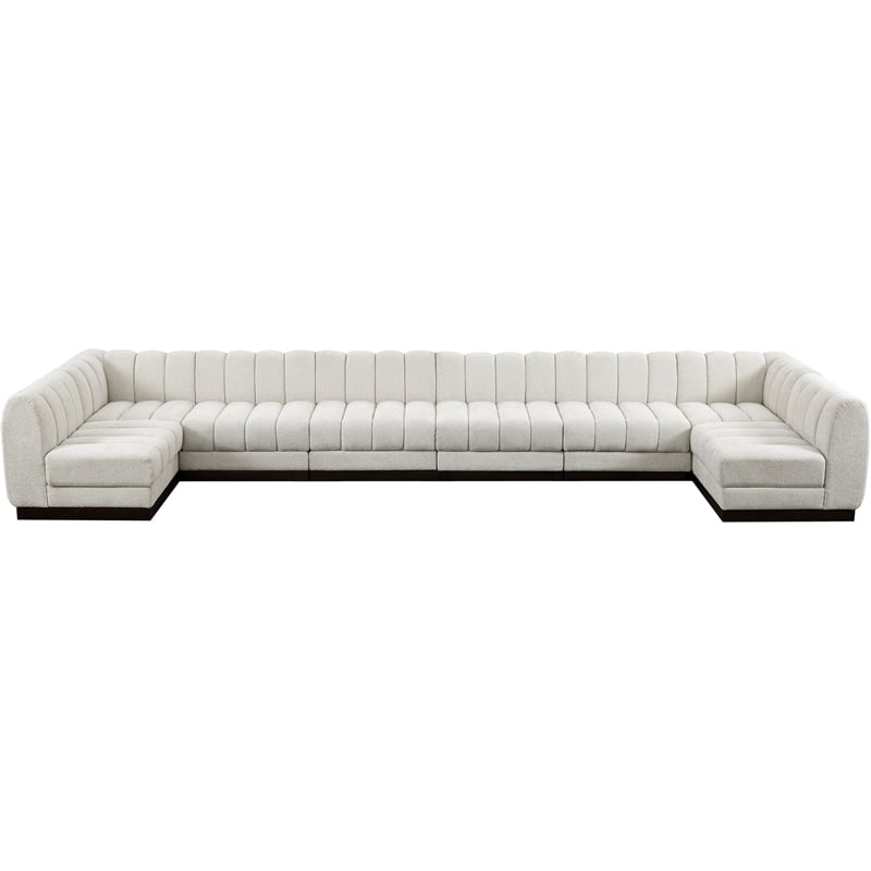 Pemberly Row 8-Piece U-Shaped Contemporary Fabric Modular Sectional in Cream