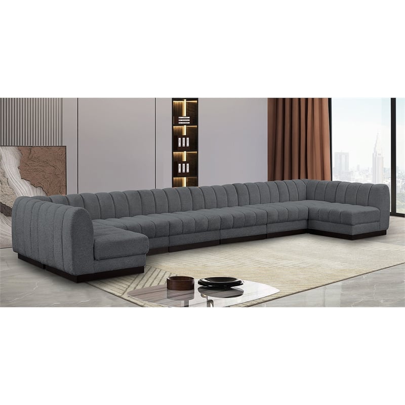Pemberly Row 8-Piece U-Shaped Contemporary Fabric Modular Sectional in Dark Gray