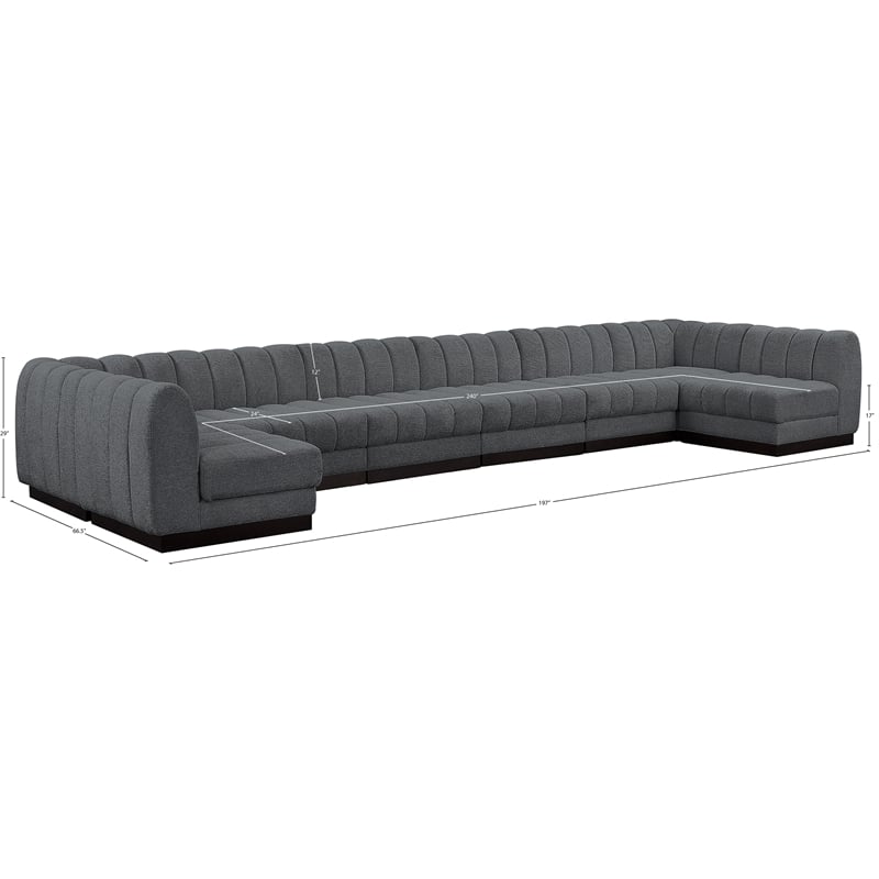 Pemberly Row 8-Piece U-Shaped Contemporary Fabric Modular Sectional in Dark Gray