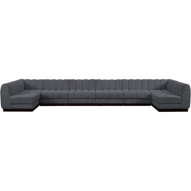 Pemberly Row 8-Piece U-Shaped Contemporary Fabric Modular Sectional in Dark Gray
