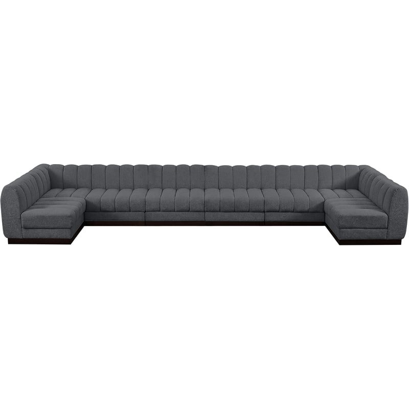 Pemberly Row 8-Piece U-Shaped Contemporary Fabric Modular Sectional in Dark Gray