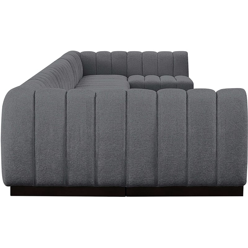 Pemberly Row 8-Piece U-Shaped Contemporary Fabric Modular Sectional in Dark Gray