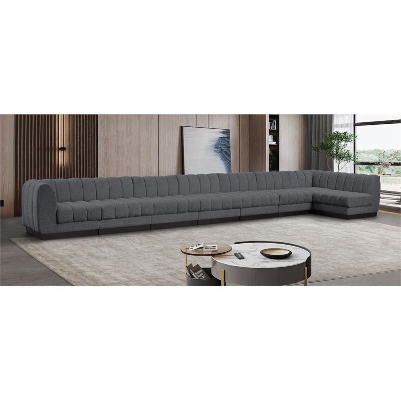 Pemberly Row 8-Piece L-Shaped Contemporary Fabric Modular Sectional in Dark Gray