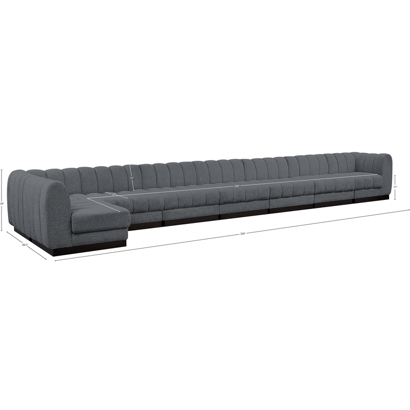 Pemberly Row 8-Piece L-Shaped Contemporary Fabric Modular Sectional in Dark Gray