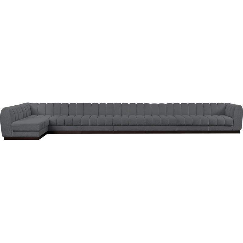 Pemberly Row 8-Piece L-Shaped Contemporary Fabric Modular Sectional in Dark Gray