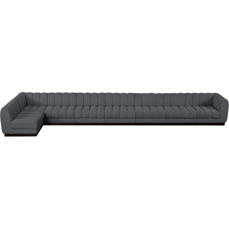 Pemberly Row 8-Piece L-Shaped Contemporary Fabric Modular Sectional in Dark Gray