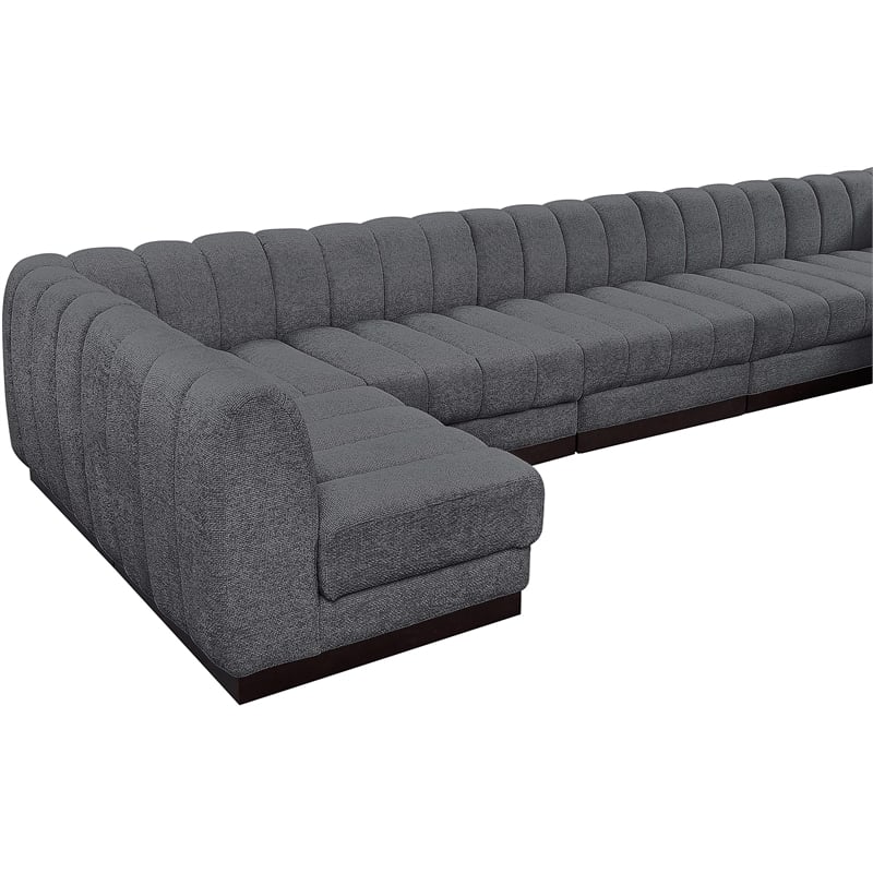 Pemberly Row 9-Piece U-Shaped Contemporary Fabric Modular Sectional in Dark Gray