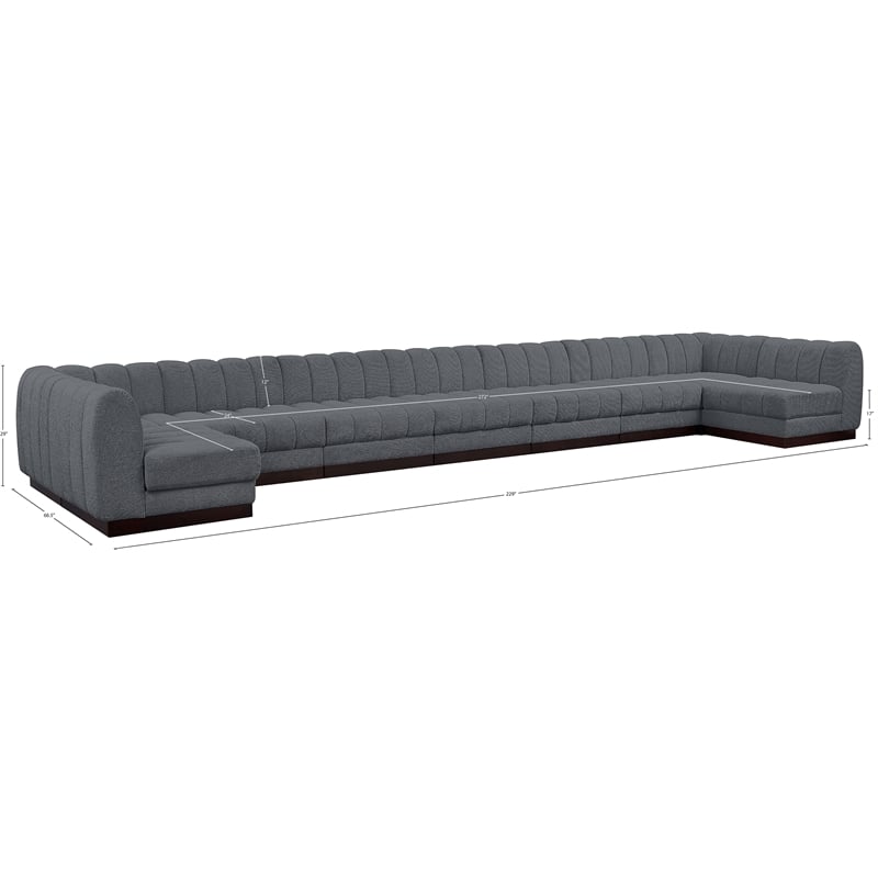 Pemberly Row 9-Piece U-Shaped Contemporary Fabric Modular Sectional in Dark Gray