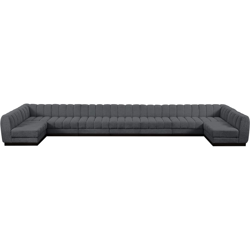 Pemberly Row 9-Piece U-Shaped Contemporary Fabric Modular Sectional in Dark Gray