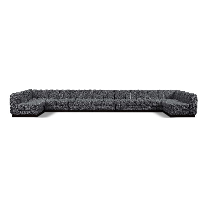 Pemberly Row 9-Piece U-Shaped Contemporary Fabric Modular Sectional in Dark Gray