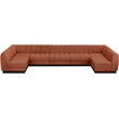 Pemberly Row 7-Piece U-Shaped Contemporary Fabric Modular Sectional in Orange