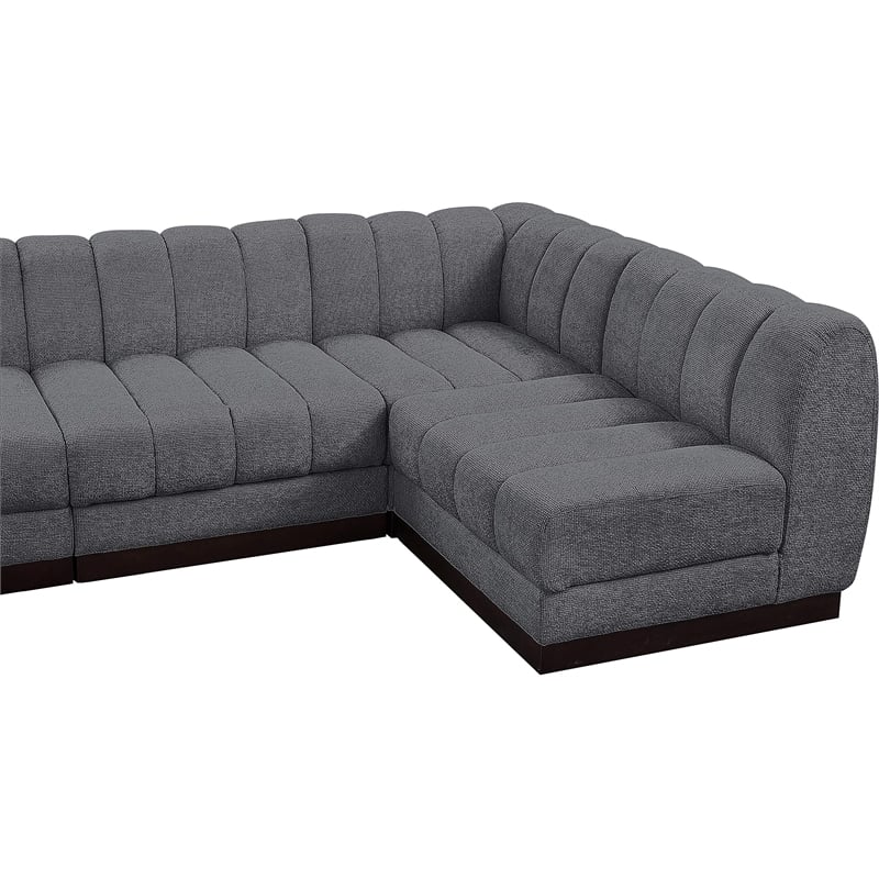Pemberly Row 7-Piece U-Shaped Contemporary Fabric Modular Sectional in Dark Gray