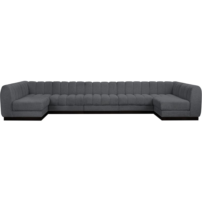 Pemberly Row 7-Piece U-Shaped Contemporary Fabric Modular Sectional in Dark Gray