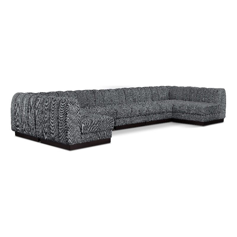 Pemberly Row 7-Piece U-Shaped Contemporary Fabric Modular Sectional in Dark Gray