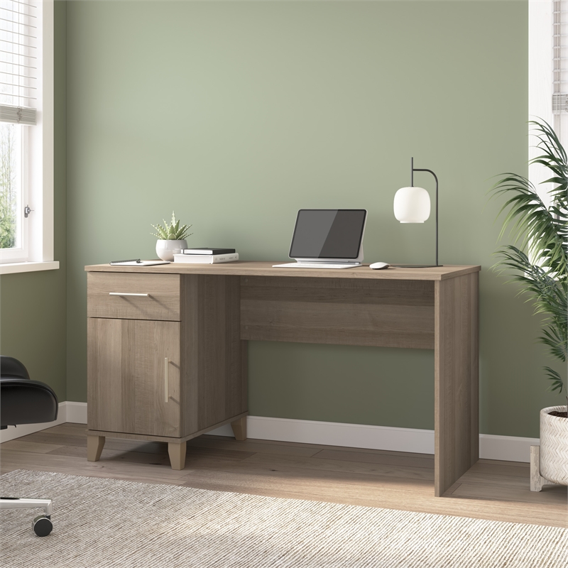 Pemberly Row 54W Office Desk with Drawers in Ash Gray - Engineered Wood