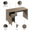 Pemberly Row 54W Office Desk with Drawers in Ash Gray - Engineered Wood