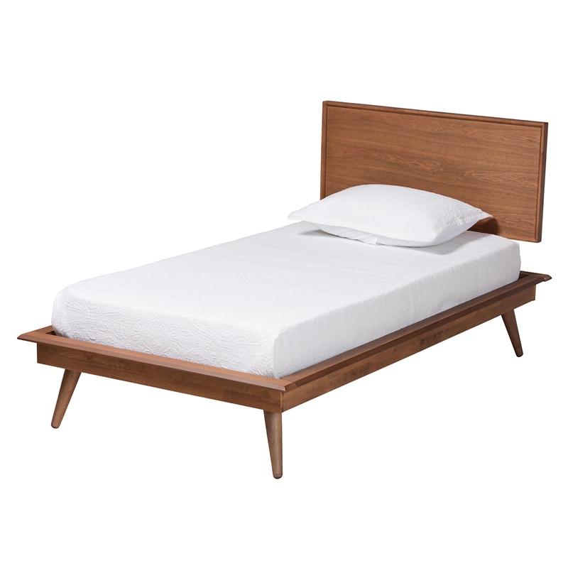 Pemberly Row Walnut Brown Wood and Rattan Twin Size 3-Piece Bedroom Set