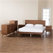 Pemberly Row Walnut Brown Wood and Rattan Full Size 5-Piece Bedroom Set