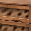 Pemberly Row Walnut Brown Wood and Rattan Full Size 5-Piece Bedroom Set