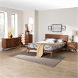 Pemberly Row Walnut Brown Wood and Rattan King Size 4-Piece Bedroom Set