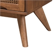 Pemberly Row Walnut Brown Wood and Rattan King Size 4-Piece Bedroom Set