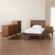 Pemberly Row Walnut Brown Wood and Rattan Twin Size 4-Piece Bedroom Set