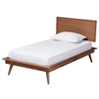 Pemberly Row Walnut Brown Wood and Rattan Twin Size 4-Piece Bedroom Set