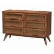 Pemberly Row Walnut Brown Wood and Rattan Twin Size 4-Piece Bedroom Set