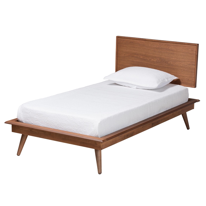 Pemberly Row Walnut Brown Wood and Rattan Twin Size 5-Piece Bedroom Set