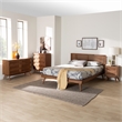 Pemberly Row Walnut Brown Wood and Rattan Full Size 4-Piece Bedroom Set