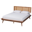 Pemberly Row Walnut Brown Wood and Rattan Full Size 4-Piece Bedroom Set